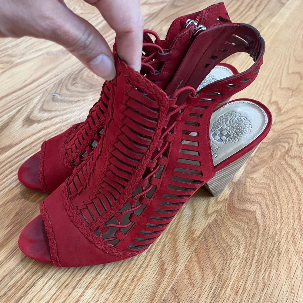Vince Camuto Red Cutout Heeled Sandals
